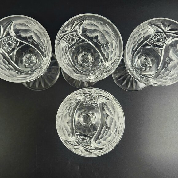 Vintage Stunning Cut-Crystal Wine Glasses - Resemble Nachtmann Traube - Set of 4 - Picture 3 of 9